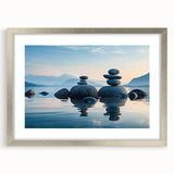 Framed wall art collection featuring serene seascapes in a silver frame, showcasing vibrant colors and detailed landscapes, perfect for home decor.