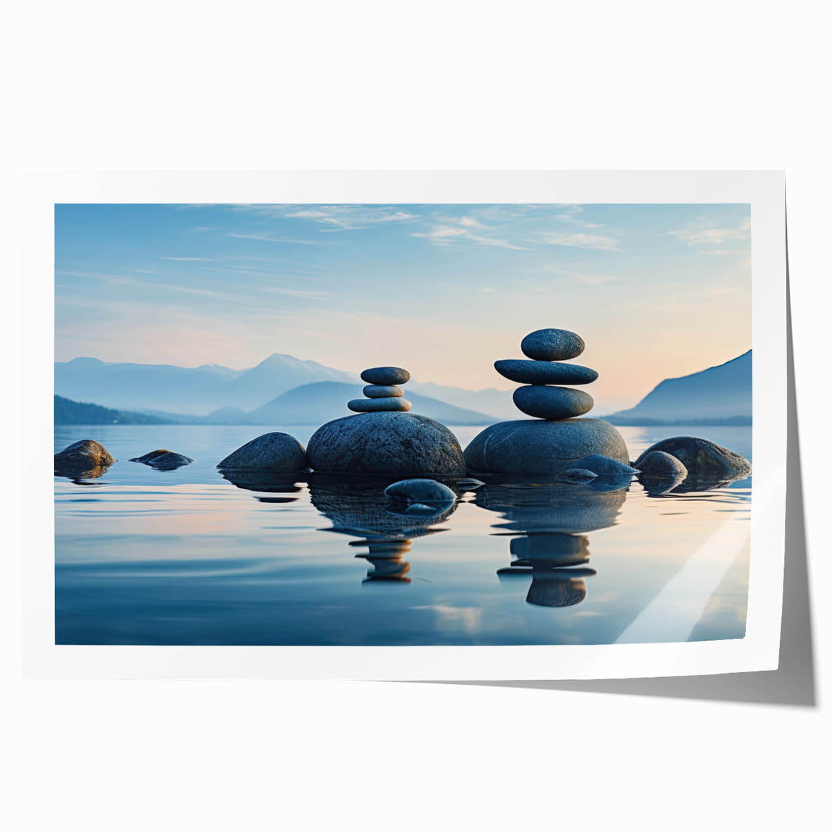 Stunning landscape wall art print showcasing vibrant seascapes in rich blues and greens, rolled for easy display and shipping, ideal for home decor.