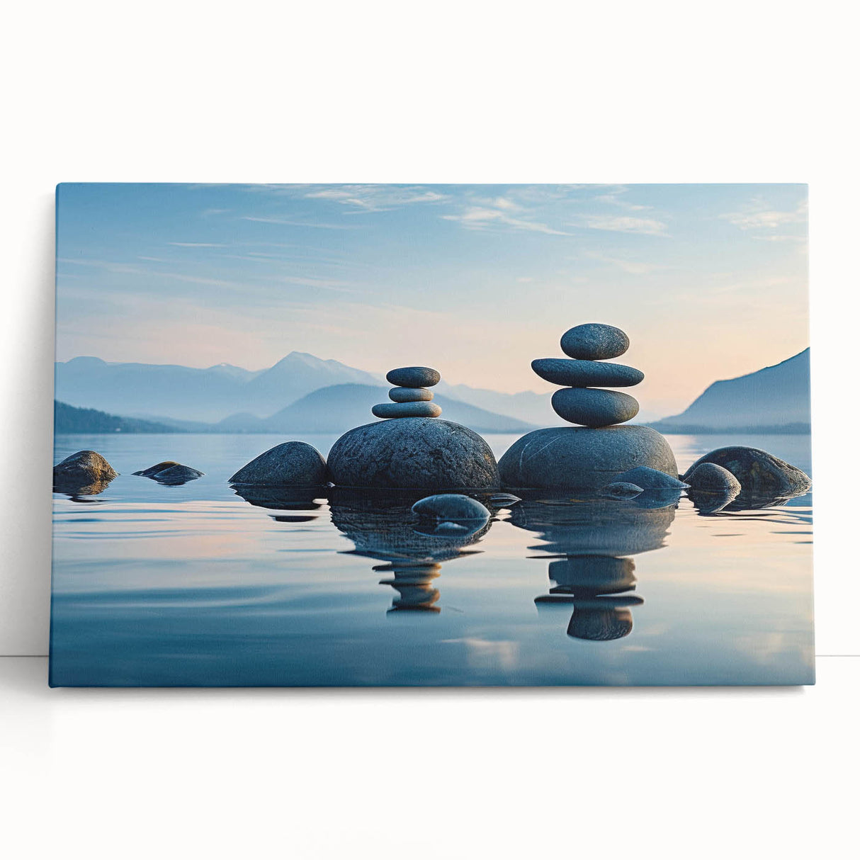 Colorful landscape and seascape wall art collection printed on stretched canvas, showcasing serene ocean waves and vibrant sunset hues, perfect for home decor.