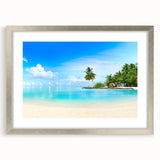 Framed wall art collection featuring a seascape design with a silver mat and frame, showcasing tranquil ocean waves and a serene coastal atmosphere. Ideal for home decor.