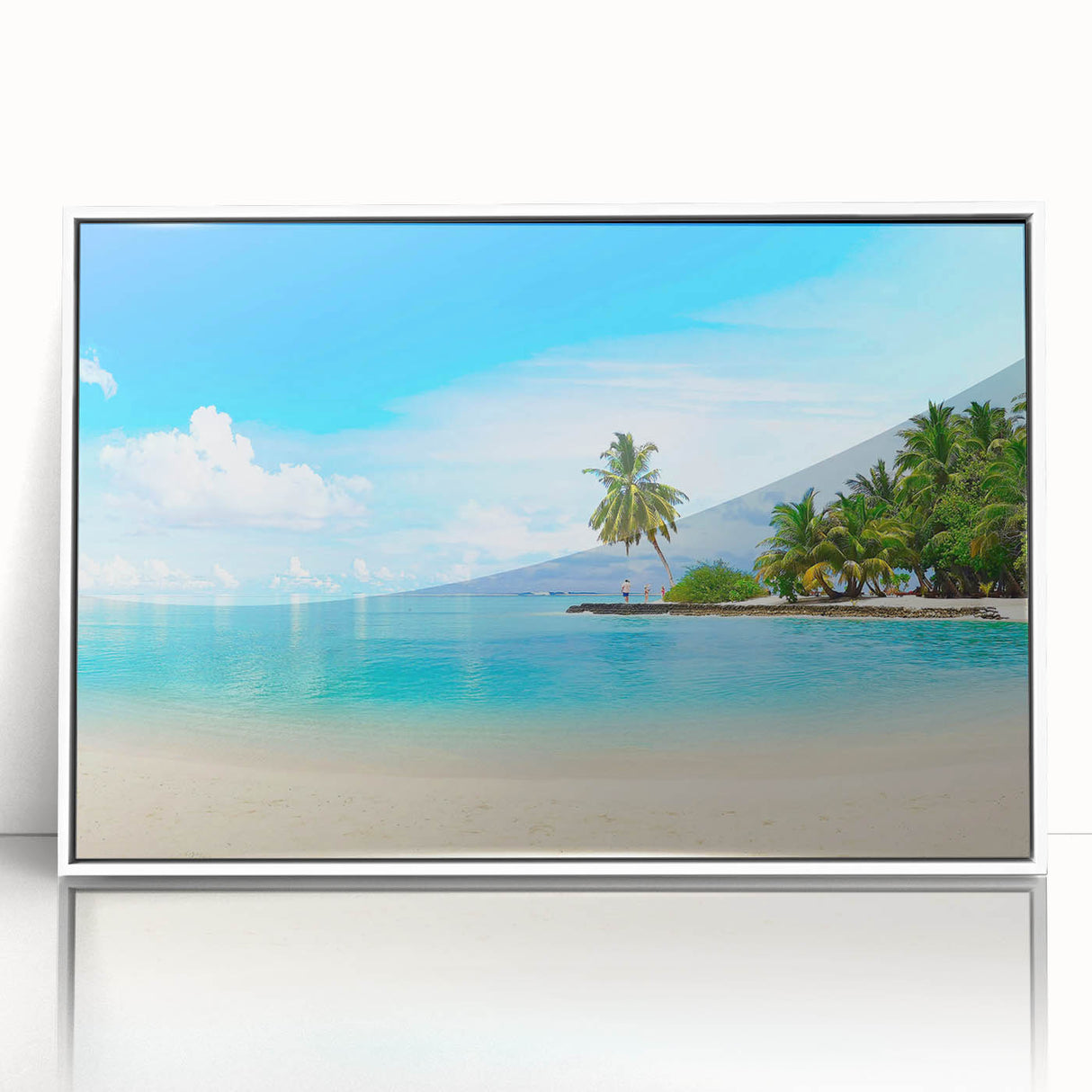 Framed wall art from the Landscapes & Seascapes collection, showcasing a serene ocean view with vibrant blue hues, ideal for coastal-themed home decor.