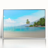 Framed wall art from the Landscapes & Seascapes collection, showcasing a serene ocean view with vibrant blue hues, ideal for coastal-themed home decor.