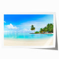 Colorful rolled canvas print showcasing a serene seascape design, featuring vibrant blues and soft pastel hues, perfect for home decor enhancement.