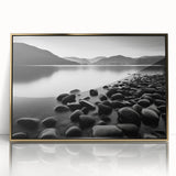 Framed wall art featuring a stunning seascape design with vibrant blue hues and golden accents, elegantly displayed in a modern acrylic frame, ideal for coastal decor.