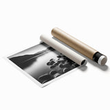 Serene coastal landscape wall art print showcasing vibrant blue ocean waves and golden sands, elegantly rolled and ready for framing to enhance any décor.