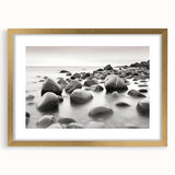Elegant gold-framed wall art showcasing a serene seascape design with calming blues and soft whites, perfect for enhancing home decor and creating a tranquil atmosphere.