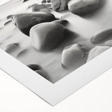 Vibrant seascape wall art on rolled canvas, showcasing a serene ocean view with soft waves and pastel-colored skies, packaged securely in a cardboard tube.