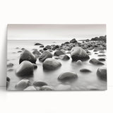 Stretched canvas wall art displaying a serene seascape design, featuring calming blue and green tones, ideal for modern home decor.