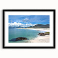 Framed wall art collection featuring seascapes and landscapes with a black mat, designed to enhance home decor. The artwork showcases vibrant ocean hues and serene landscapes, perfect for creating a calming ambiance in any room.