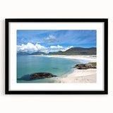 Framed wall art collection featuring seascapes and landscapes with a black mat, designed to enhance home decor. The artwork showcases vibrant ocean hues and serene landscapes, perfect for creating a calming ambiance in any room.