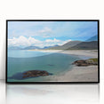 Framed acrylic wall art collection featuring vibrant landscapes and seascapes, showcasing a black border for a modern touch, perfect for home decor enhancement.