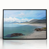 Framed acrylic wall art collection featuring vibrant landscapes and seascapes, showcasing a black border for a modern touch, perfect for home decor enhancement.