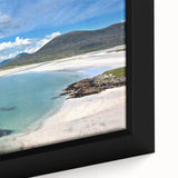 Framed canvas artwork showcasing a vibrant seascape design with rich blues and greens, perfect for enhancing coastal-themed interiors. Ideal for art lovers and decorators seeking a serene oceanic vibe.