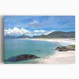 Stretched canvas artwork showcasing a serene seascape with gentle waves and soft sunset hues, perfect for coastal home decor or art collection.