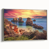 Framed canvas wall art showcasing a serene seascape design with silver accents, perfect for enhancing modern home decor. The artwork captures vibrant ocean hues and dynamic waves, inviting tranquility into any space. Ideal for coastal-themed interiors or as a gift for art lovers.