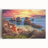 Stretched canvas wall art featuring a serene seascape design with soft blues and greens, perfect for coastal-themed decor. Ideal for living rooms or bedrooms.