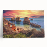 Stretched canvas wall art showcasing a vibrant landscape seascape design, featuring rich blues and greens, ideal for modern home décor and artistic expression.