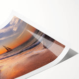 Rolled print of a serene seascape design, showcasing vibrant blues and soft whites, ideal for home decor. Perfect for coastal-themed interiors or art collections.