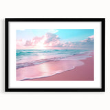 Framed black wall art featuring a stunning seascape design with vibrant colors and intricate details, perfect for enhancing modern home decor. The artwork is presented with a mat for a polished look, making it an ideal focal point for living spaces.