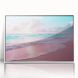 Framed wall art featuring a scenic seascape design with vibrant colors and intricate details, displayed in a white frame for an elegant look, perfect for home decor.