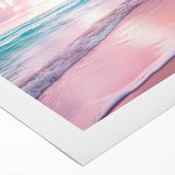 Rolled canvas wall art showcasing a serene seascape design with vibrant blues and soft whites, elegantly presented in a protective cardboard tube for easy display.