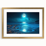 Elegant gold-framed wall art featuring serene seascape landscape design, complete with matting for a sophisticated finish, perfect for home decor.