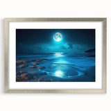 Framed wall art collection showcasing serene seascape design in silver finish, featuring a mat for elegant presentation, perfect for home decor enhancement.