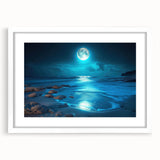 Framed landscape wall art featuring a serene seascape design with a white mat, ideal for home decor. The artwork showcases vibrant colors and intricate details, enhancing any living space's aesthetic appeal.