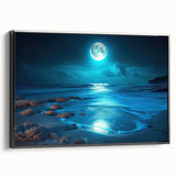 Framed canvas wall art showcasing a serene seascape design, featuring calming blues and greens, with a sleek black frame, ideal for modern home decor. The artwork adds an elegant touch to any living space or office environment.