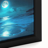 Framed canvas wall art showcasing vibrant seascape design with rich blues and greens, perfect for enhancing coastal-themed interiors and adding a tranquil ambiance.