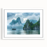 Framed wall art showcasing a serene seascape design with soft blue and white hues, featuring a matte finish, perfect for enhancing coastal-themed decor.