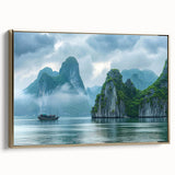 Framed canvas wall art depicting a serene seascape with golden hues, showcasing tranquil waves and a coastal sunset, perfect for enhancing home decor.
