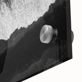 Close-up view of a vibrant acrylic glass wall art piece depicting a serene seascape, showcasing rich blues and whites with intricate details, perfect for coastal decor.