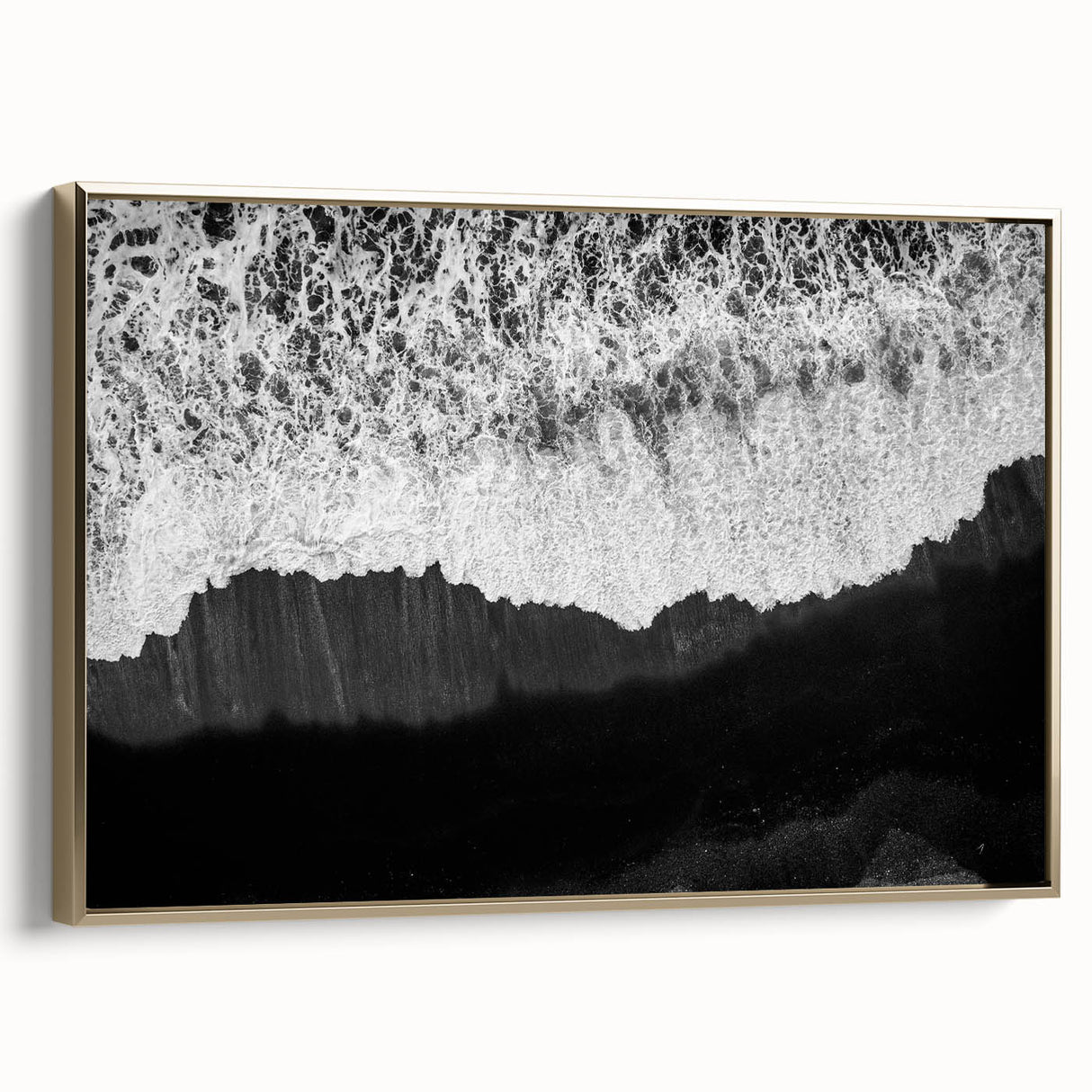 Framed canvas wall art from the Landscapes & Seascapes collection, showcasing a serene ocean view with gold accents, ideal for home decor and contemporary interiors.