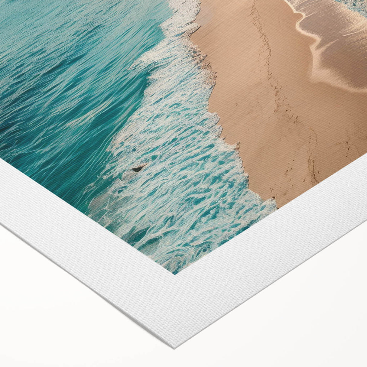 Vibrant rolled canvas wall art depicting a serene seascape, showcasing dynamic waves and a colorful sunset, ideal for coastal decor enthusiasts.