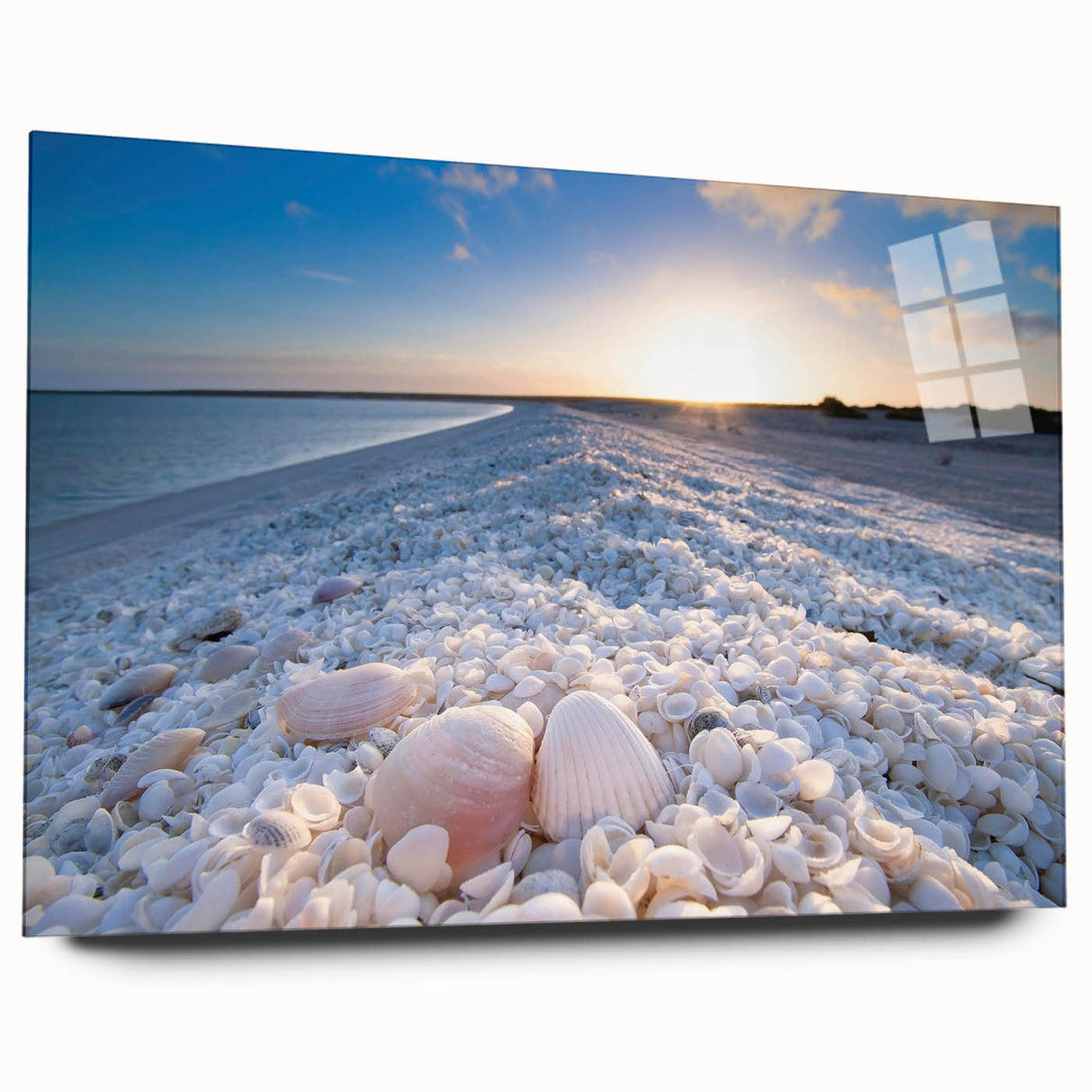 Acrylic glass wall art collection showcasing vibrant seascapes, featuring a side view with detailed textures, ideal for modern home decor, enhancing coastal aesthetics.