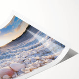 Vibrant rolled print showcasing a serene seascape design, featuring calming blue and green hues, perfect for coastal-themed decor, rolled and ready for framing.