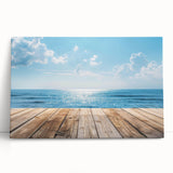 Stretched canvas artwork depicting a vibrant seascape with waves and a sunset, perfect for home decor or beach-themed interiors. Ideal for art enthusiasts seeking unique wall art.