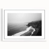 Framed wall art from the Landscapes & Seascapes collection displaying a serene coastal scene, featuring calming blue tones and a white mat for an elegant finish. Perfect for enhancing modern home décor.