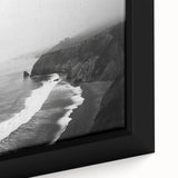 Framed canvas wall art showcasing a serene seascape design with vibrant blues and soft whites, perfect for coastal-themed decor, emphasizing tranquility and beauty.