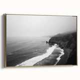 Framed canvas wall art from the Landscapes & Seascapes Design collection, showcasing a serene coastal scene with soft gold accents, perfect for home décor.
