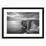 Framed wall art featuring a scenic seascape design in a black frame with a white mat, showcasing vibrant ocean colors and tranquil waves, perfect for home decor.