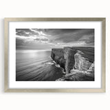 Framed silver mat wall art featuring a serene seascape design, showcasing tranquil blues and gentle waves, perfect for coastal home decor accents.