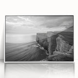 Framed acrylic wall art featuring a serene seascape design, showcasing calming blue and white tones that evoke tranquility, perfect for modern home decor.