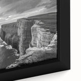 Framed canvas artwork showcasing a serene seascape with vibrant blues and soft white waves, perfect for enhancing home decor. Close-up details highlight the texture and craftsmanship, ideal for coastal-themed interiors.