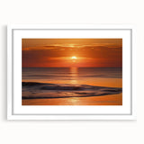 Framed wall art piece showcasing a serene seascape design with calming blue and white hues, elegantly matted in a sleek white frame, perfect for coastal decor.