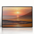 Framed acrylic wall art of a serene seascape design, featuring calming blue and green hues, displayed against a sleek black frame, ideal for home decor.