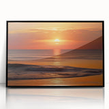 Framed acrylic wall art of a serene seascape design, featuring calming blue and green hues, displayed against a sleek black frame, ideal for home decor.