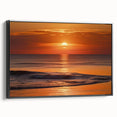 Framed canvas wall art showcasing a vibrant seascape design, with black framing and a side view perspective, perfect for enhancing modern home decor.
