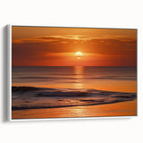 Framed canvas wall art showcasing a serene seascape design with soft blue and white hues, ideal for coastal decor. The artwork's elegant white frame enhances its aesthetic appeal, making it a perfect addition to living rooms or bedrooms.
